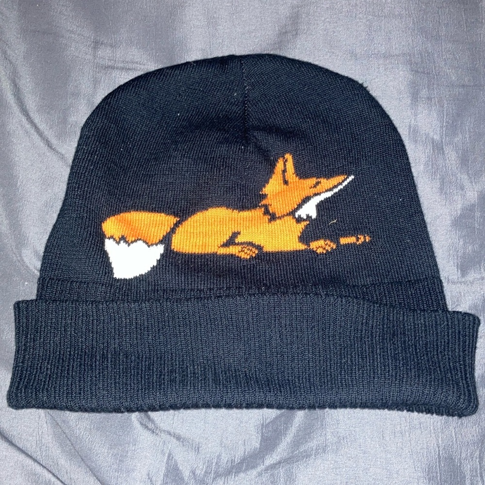 Men's Fox Beanie - Black and Orange